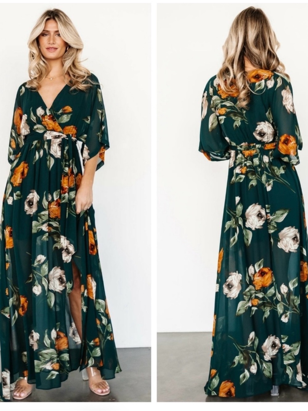 Baltic Born Kia Deep Topaz Floral Kimono Maxi Dress XXL NWT Fall Boho